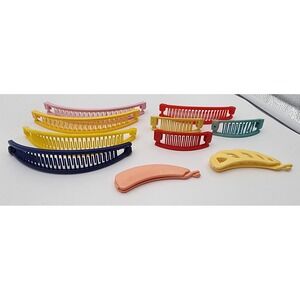 Banana Hair Clips Womens Multicolor Retro 90s Lot 10 Pc Various Sizes